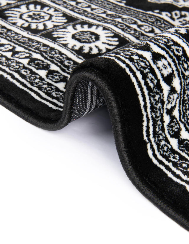 Black and White 3' 1 x 3' 1 Tekke Round Area Rug Classic Traditional Vintage Design Carpet for Living Rooms, Dining, Bedrooms, Office Space for Sale at Rug Engine