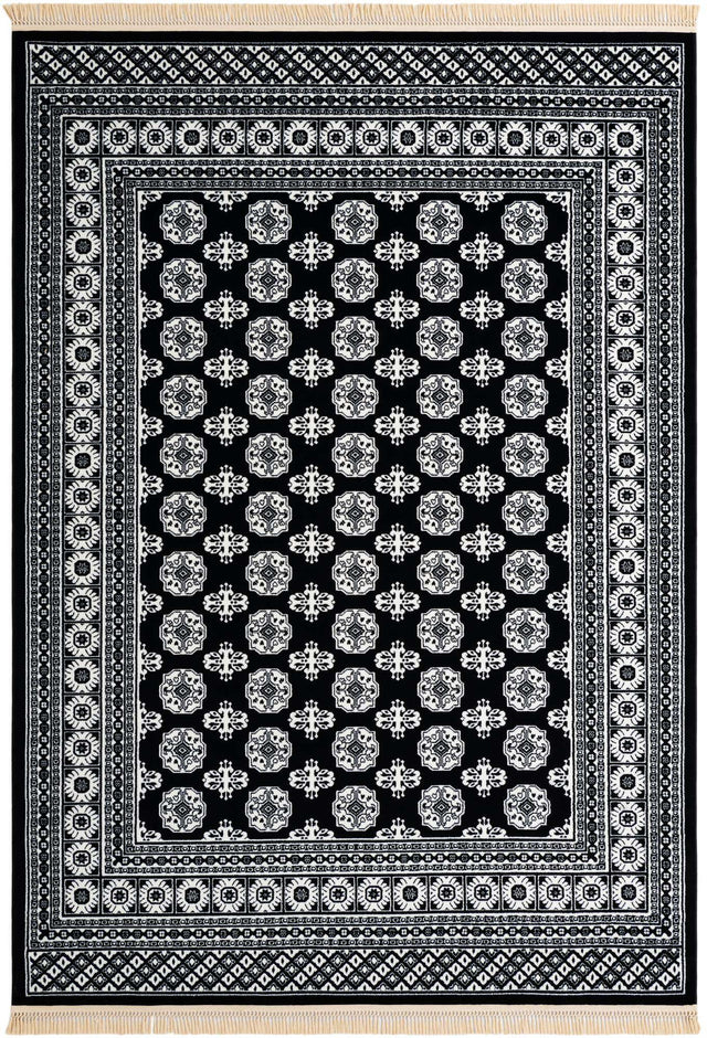 Black and White 7' 1 x 10' Tekke Rectangle Area Rug Classic Traditional Vintage Design Carpet for Living Rooms, Dining, Bedrooms, Office Space for Sale at Rug Engine
