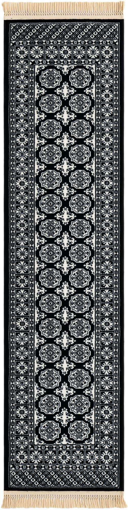 Black and White 2' x 8' Tekke Runner Area Rug Classic Traditional Vintage Design Carpet for Living Rooms, Dining, Bedrooms, Office Space for Sale at Rug Engine