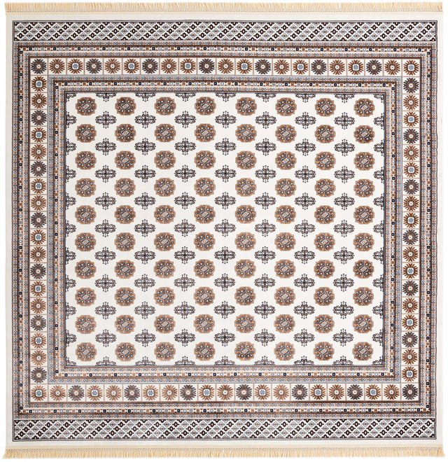 Ivory 10' x 10' Tekke Square Area Rug Classic Traditional Vintage Design Carpet for Living Rooms, Dining, Bedrooms, Office Space for Sale at Rug Engine