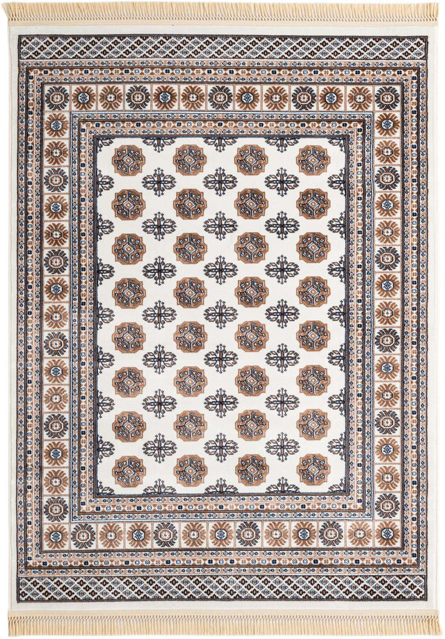 Ivory 5' 3 x 7' 1 Tekke Rectangle Area Rug Classic Traditional Vintage Design Carpet for Living Rooms, Dining, Bedrooms, Office Space for Sale at Rug Engine
