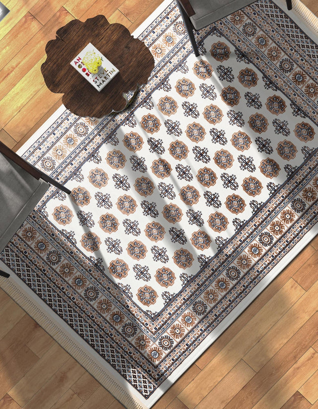 Ivory 5' 3 x 7' 1 Tekke Rectangle Area Rug Classic Traditional Vintage Design Carpet for Living Rooms, Dining, Bedrooms, Office Space for Sale at Rug Engine