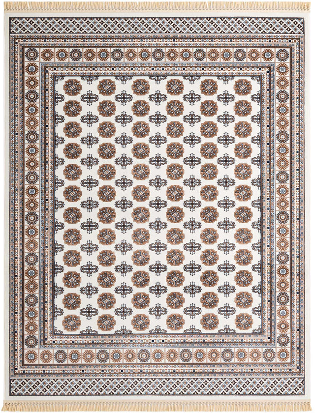 Ivory 7' 10 x 10' Tekke Rectangle Area Rug Classic Traditional Vintage Design Carpet for Living Rooms, Dining, Bedrooms, Office Space for Sale at Rug Engine