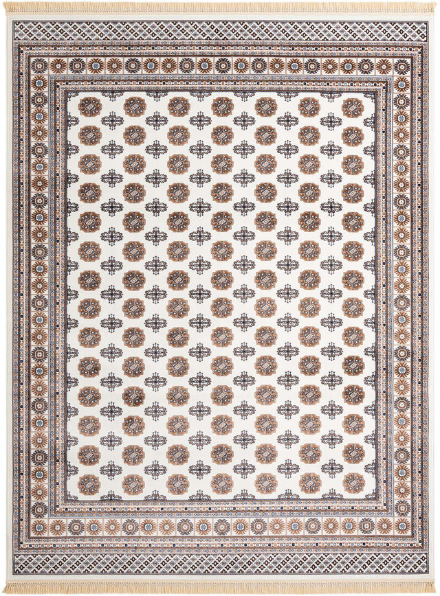 Ivory 9' x 12' Tekke Rectangle Area Rug Classic Traditional Vintage Design Carpet for Living Rooms, Dining, Bedrooms, Office Space for Sale at Rug Engine
