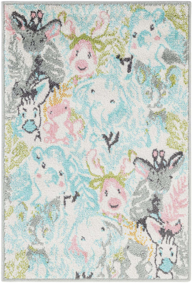 Multicolor 2' 2 x 3' 1 Whimsy Kids Rectangle Area Rug for Baby Nursery, Toddler Playroom, Bedrooms Playful Fun Design Easy Clean Carpet for Sale at Rug Engine
