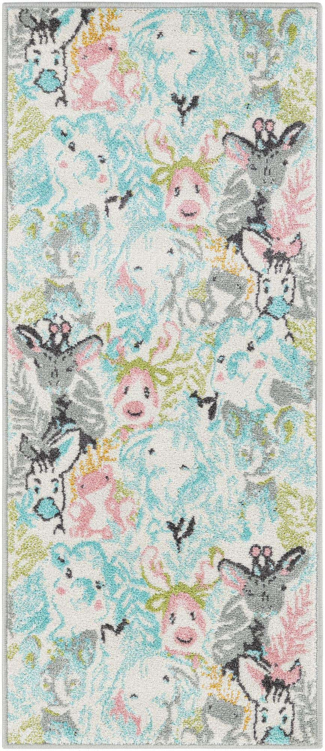 Multicolor 2' 2 x 5' 1 Whimsy Kids Runner Area Rug for Baby Nursery, Toddler Playroom, Bedrooms Playful Fun Design Easy Clean Carpet for Sale at Rug Engine