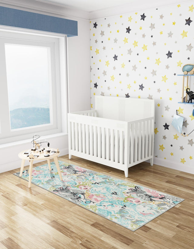 Multicolor 2' 2 x 6' 1 Whimsy Kids Runner Area Rug for Baby Nursery, Toddler Playroom, Bedrooms