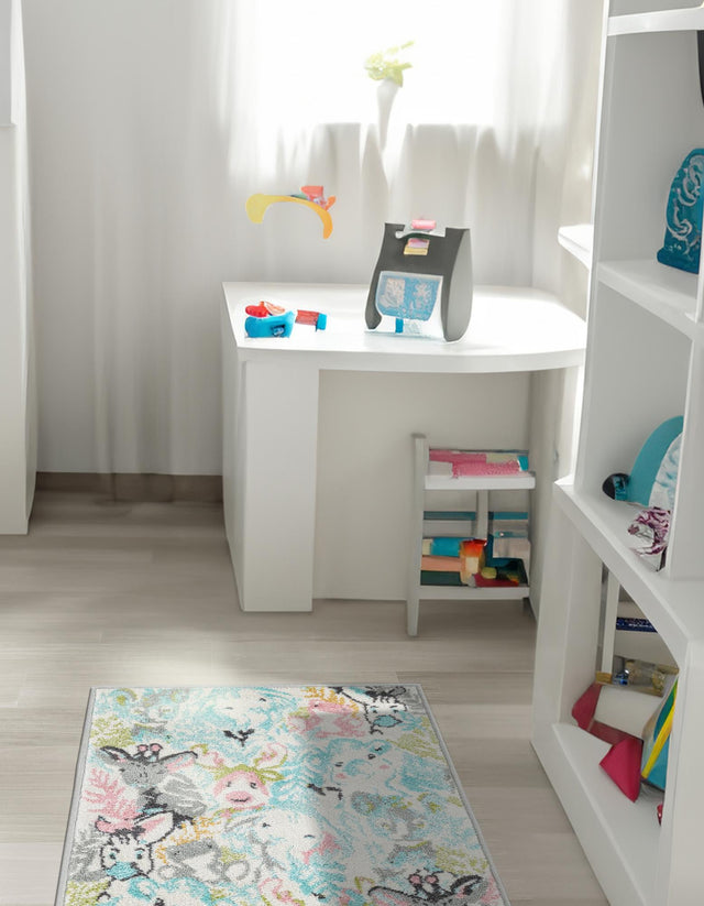Multicolor 2' 2 x 6' 1 Whimsy Kids Runner Area Rug for Baby Nursery, Toddler Playroom, Bedrooms