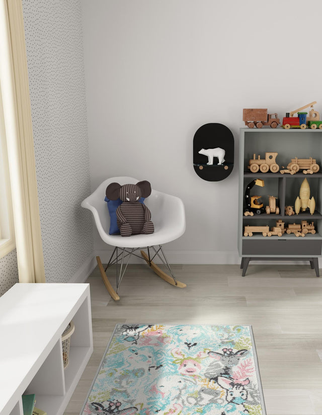 Multicolor 2' 2 x 6' 1 Whimsy Kids Runner Area Rug for Baby Nursery, Toddler Playroom, Bedrooms