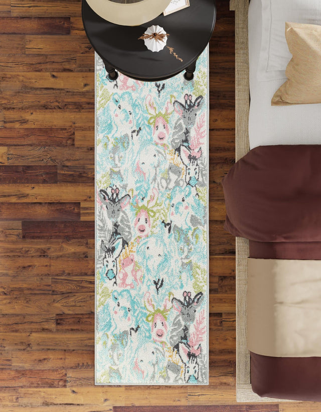 Multicolor 2' 2 x 6' 1 Whimsy Kids Runner Area Rug for Baby Nursery, Toddler Playroom, Bedrooms