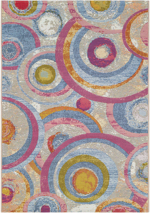 Multicolor 4' 1 x 6' 1 Outdoor Modern Rectangle Area Rug Weather Resistant for Patio, Deck, Terrace, Balcony, Porch 100% Polypropylene Modern Outside Carpet for Sale at Rug Engine