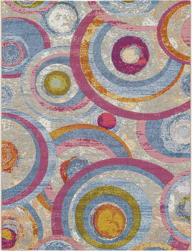 Multicolor 5' 1 x 7' 1 Outdoor Modern Rectangle Area Rug Weather Resistant for Patio, Deck, Terrace, Balcony, Porch 100% Polypropylene Modern Outside Carpet for Sale at Rug Engine