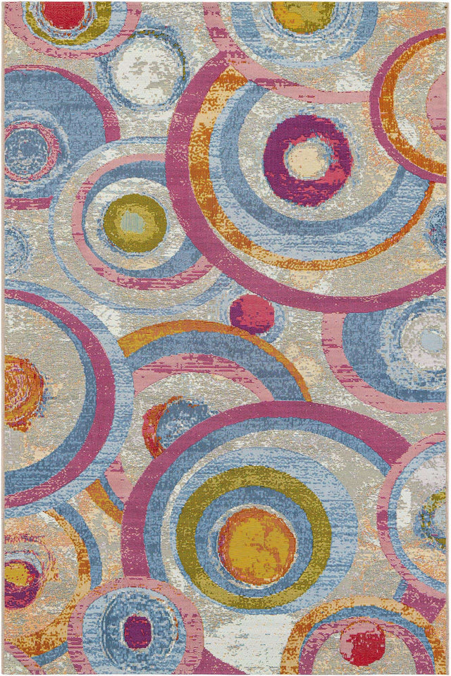 Multicolor 5' 1 x 8' Outdoor Modern Rectangle Area Rug Weather Resistant for Patio, Deck, Terrace, Balcony, Porch 100% Polypropylene Modern Outside Carpet for Sale at Rug Engine
