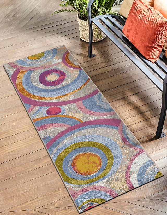 Multicolor 2' x 6' 1 Outdoor Modern Runner Area Rug Weather Resistant for Patio, Deck, Terrace, Balcony, Porch 100% Polypropylene Modern Outside Carpet for Sale at Rug Engine