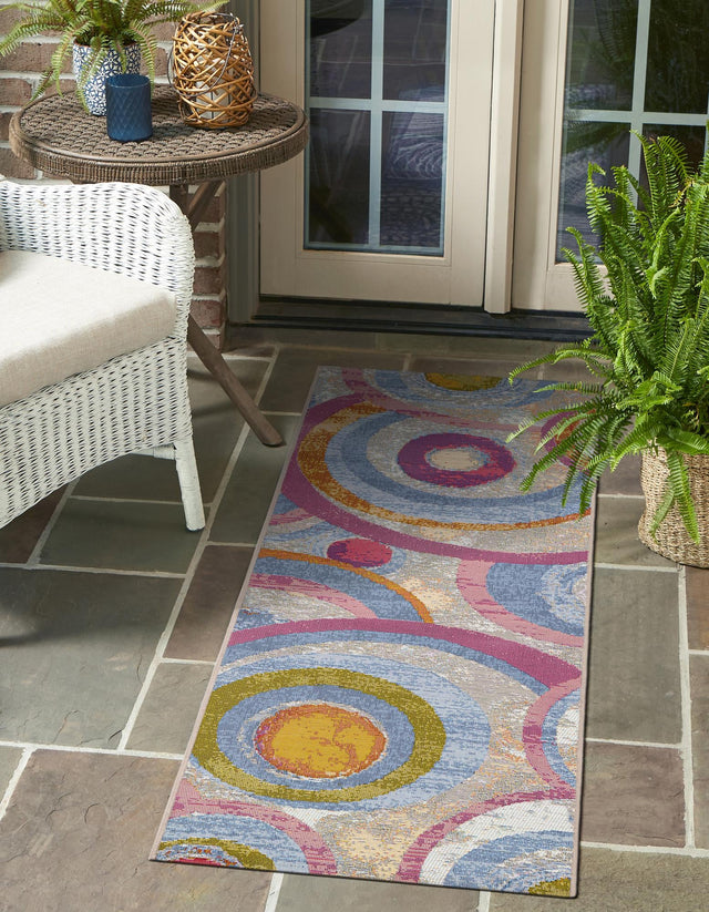 Multicolor 2' x 8' Outdoor Modern Runner Area Rug Weather Resistant for Patio, Deck, Terrace, Balcony, Porch 100% Polypropylene Modern Outside Carpet for Sale at Rug Engine