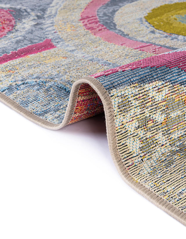 Multicolor 3' 1 x 3' 1 Outdoor Modern Round Area Rug Weather Resistant for Patio, Deck, Terrace, Balcony, Porch 100% Polypropylene Modern Outside Carpet for Sale at Rug Engine