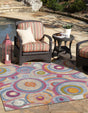 Multicolor 10' x 10' Outdoor Modern Square Area Rug Weather Resistant for Patio, Deck, Terrace, Balcony, Porch