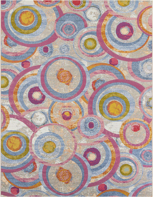 Multicolor 9' x 12' Outdoor Modern Rectangle Area Rug Weather Resistant for Patio, Deck, Terrace, Balcony, Porch 100% Polypropylene Modern Outside Carpet for Sale at Rug Engine