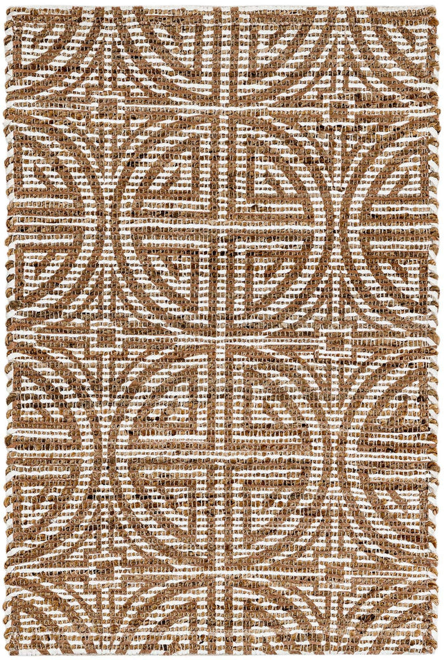 Light Brown and Ivory 2' x 3' 1 Chenille Jute Rectangle Area Rug Vintage Distressed Boho All Natural Eco-Friendly Sustainable Carpet for Living Dining Office Dorm Rooms for Sale at Rug Engine