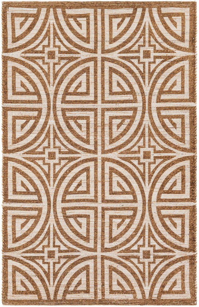 Light Brown and Ivory 5' 1 x 8' Chenille Jute Rectangle Area Rug Vintage Distressed Boho All Natural Eco-Friendly Sustainable Carpet for Living Dining Office Dorm Rooms for Sale at Rug Engine