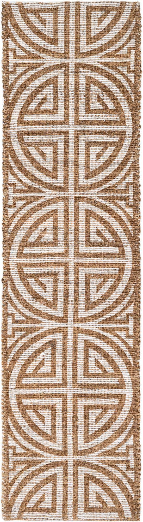 Light Brown and Ivory 2' 2 x 8' Chenille Jute Runner Area Rug Vintage Distressed Boho All Natural Eco-Friendly Sustainable Carpet for Living Dining Office Dorm Rooms for Sale at Rug Engine