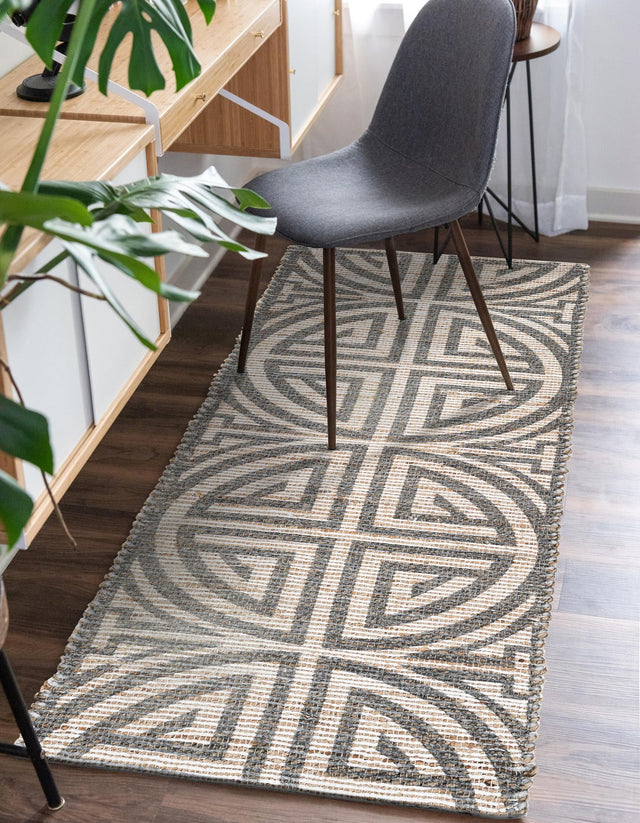 Gray and Ivory 2' 2 x 8' Chenille Jute Runner Area Rug Vintage Distressed Boho All Natural Eco-Friendly Sustainable Carpet for Living Dining Office Dorm Rooms for Sale at Rug Engine