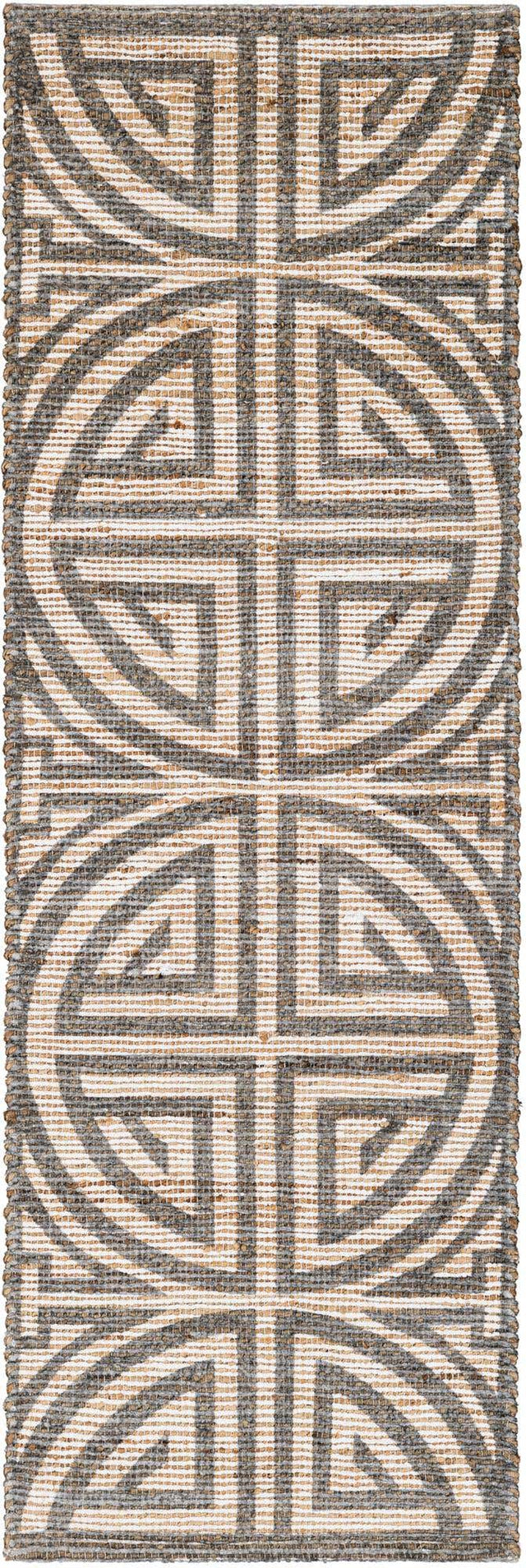 Gray and Ivory 2' 2 x 6' 1 Chenille Jute Runner Area Rug Vintage Distressed Boho All Natural Eco-Friendly Sustainable Carpet for Living Dining Office Dorm Rooms for Sale at Rug Engine