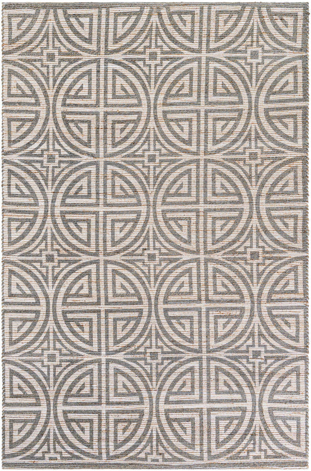 Gray and Ivory 6' 1 x 9' Chenille Jute Rectangle Area Rug Vintage Distressed Boho All Natural Eco-Friendly Sustainable Carpet for Living Dining Office Dorm Rooms for Sale at Rug Engine