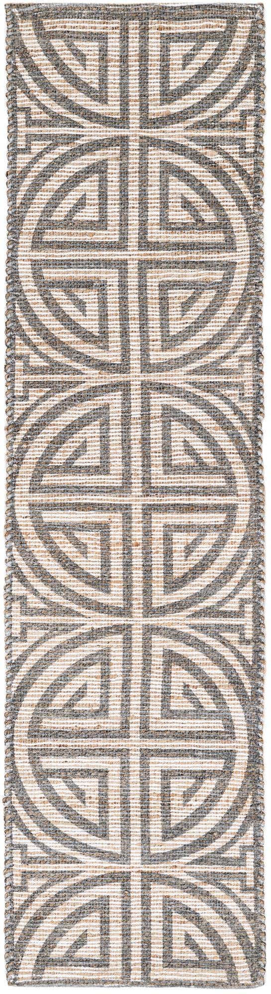 Gray and Ivory 2' 2 x 8' Chenille Jute Runner Area Rug Vintage Distressed Boho All Natural Eco-Friendly Sustainable Carpet for Living Dining Office Dorm Rooms for Sale at Rug Engine