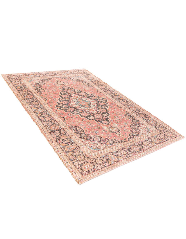 Red 4' 1 x 6' 1 Chenille Jute Rectangle Area Rug Vintage Distressed Boho All Natural Eco-Friendly Sustainable Carpet for Living Dining Office Dorm Rooms for Sale at Rug Engine
