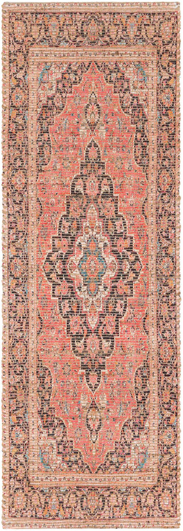 Red 2' 2 x 6' 1 Chenille Jute Runner Area Rug Vintage Distressed Boho All Natural Eco-Friendly Sustainable Carpet for Living Dining Office Dorm Rooms for Sale at Rug Engine