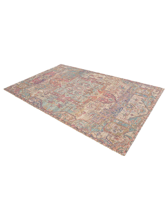 Antique Red and Blue 5' 1 x 8' Chenille Jute Rectangle Area Rug Vintage Distressed Boho All Natural Eco-Friendly Sustainable Carpet for Living Dining Office Dorm Rooms for Sale at Rug Engine
