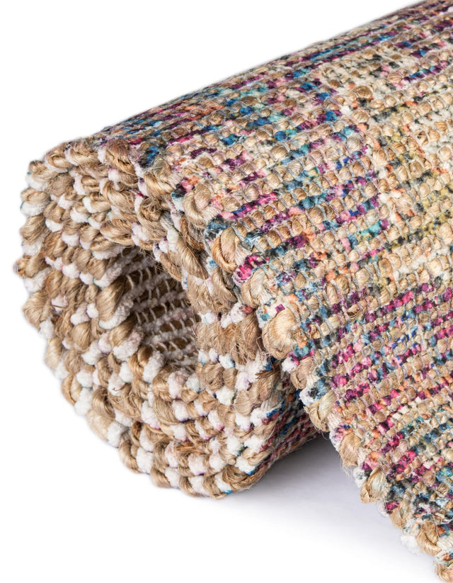 Antique Red and Blue 9' x 12' Chenille Jute Rectangle Area Rug Vintage Distressed Boho All Natural Eco-Friendly Sustainable Carpet for Living Dining Office Dorm Rooms for Sale at Rug Engine