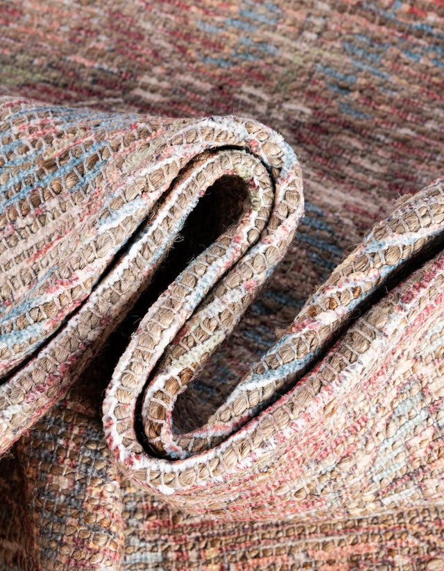 Antique Red and Blue 5' 1 x 8' Chenille Jute Rectangle Area Rug Vintage Distressed Boho All Natural Eco-Friendly Sustainable Carpet for Living Dining Office Dorm Rooms for Sale at Rug Engine
