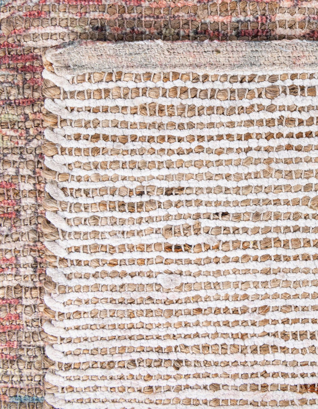 Antique Red and Blue 5' 1 x 8' Chenille Jute Rectangle Area Rug Vintage Distressed Boho All Natural Eco-Friendly Sustainable Carpet for Living Dining Office Dorm Rooms for Sale at Rug Engine