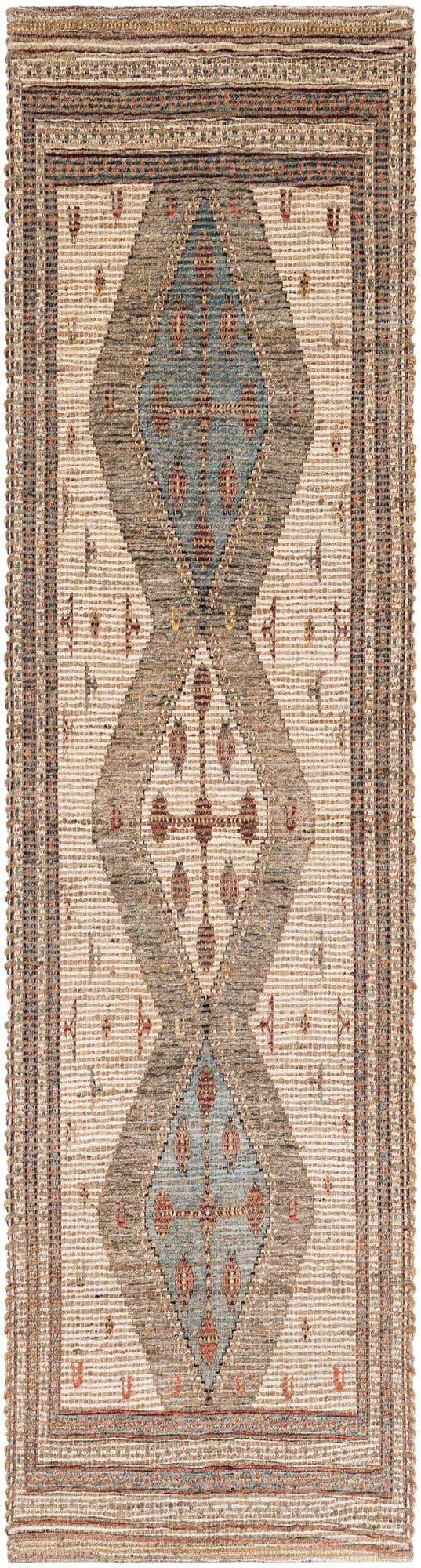 Beige 2' 2 x 8' Chenille Jute Runner Area Rug Vintage Distressed Boho All Natural Eco-Friendly Sustainable Carpet for Living Dining Office Dorm Rooms for Sale at Rug Engine