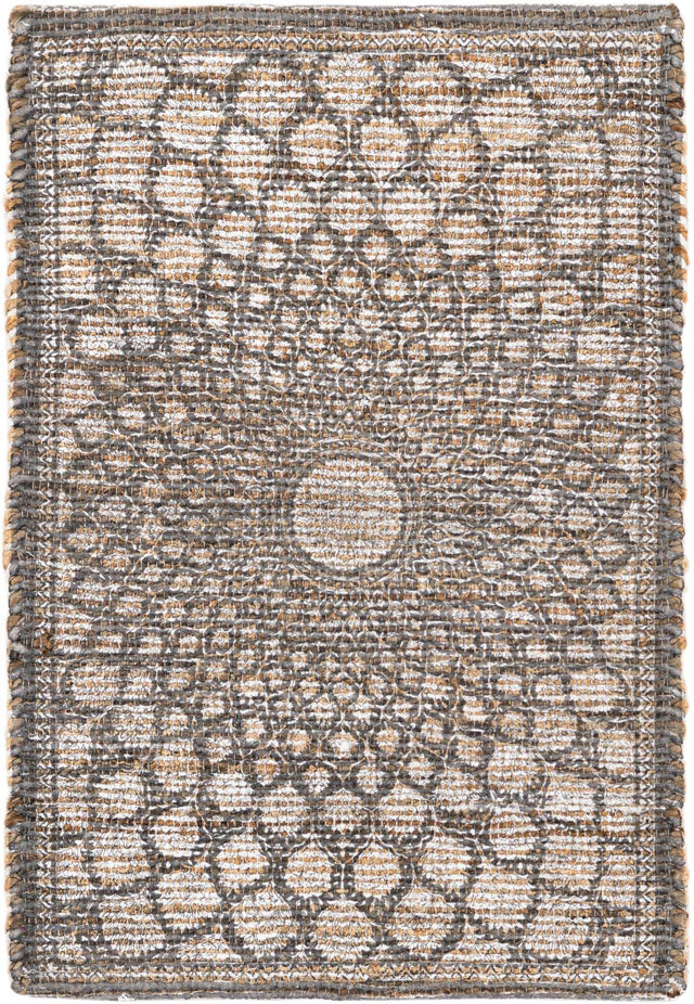 Charcoal and Ivory 2' x 3' 1 Chenille Jute Rectangle Area Rug Vintage Distressed Boho All Natural Eco-Friendly Sustainable Carpet for Living Dining Office Dorm Rooms for Sale at Rug Engine