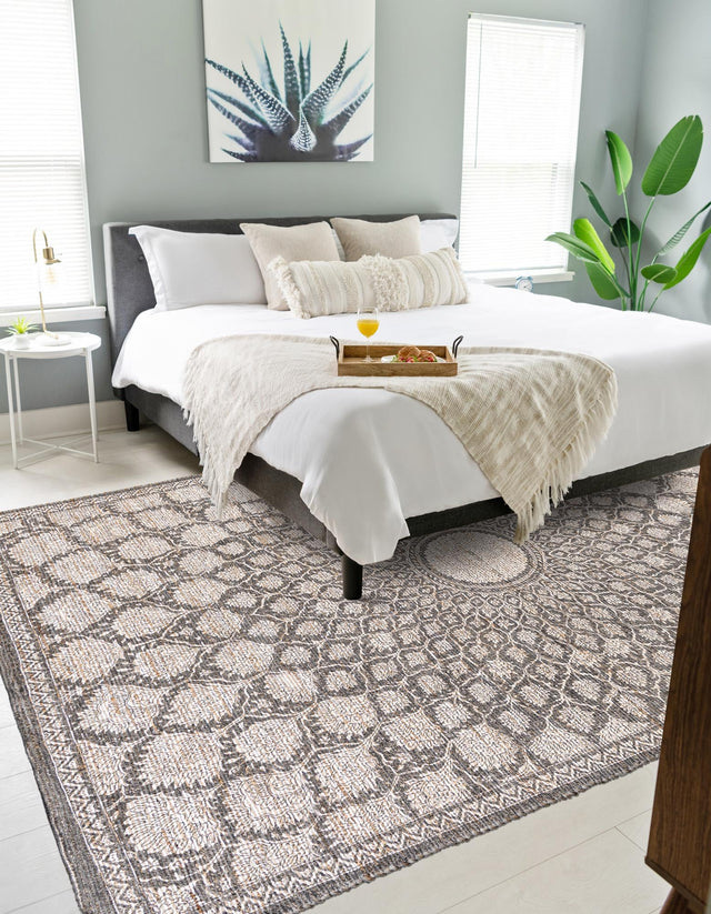 Charcoal and Ivory 2' x 3' 1 Chenille Jute Rectangle Area Rug Vintage Distressed Boho All Natural Eco-Friendly Sustainable Carpet for Living Dining Office Dorm Rooms for Sale at Rug Engine