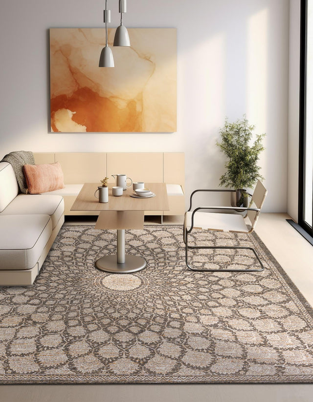 Charcoal and Ivory 7' 10 x 7' 10 Chenille Jute Square Area Rug Vintage Distressed Boho All Natural Eco-Friendly Sustainable Carpet for Living Dining Office Dorm Rooms for Sale at Rug Engine