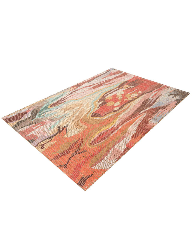 Multicolor 4' 1 x 6' 1 Chenille Jute Rectangle Area Rug Vintage Distressed Boho All Natural Eco-Friendly Sustainable Carpet for Living Dining Office Dorm Rooms for Sale at Rug Engine