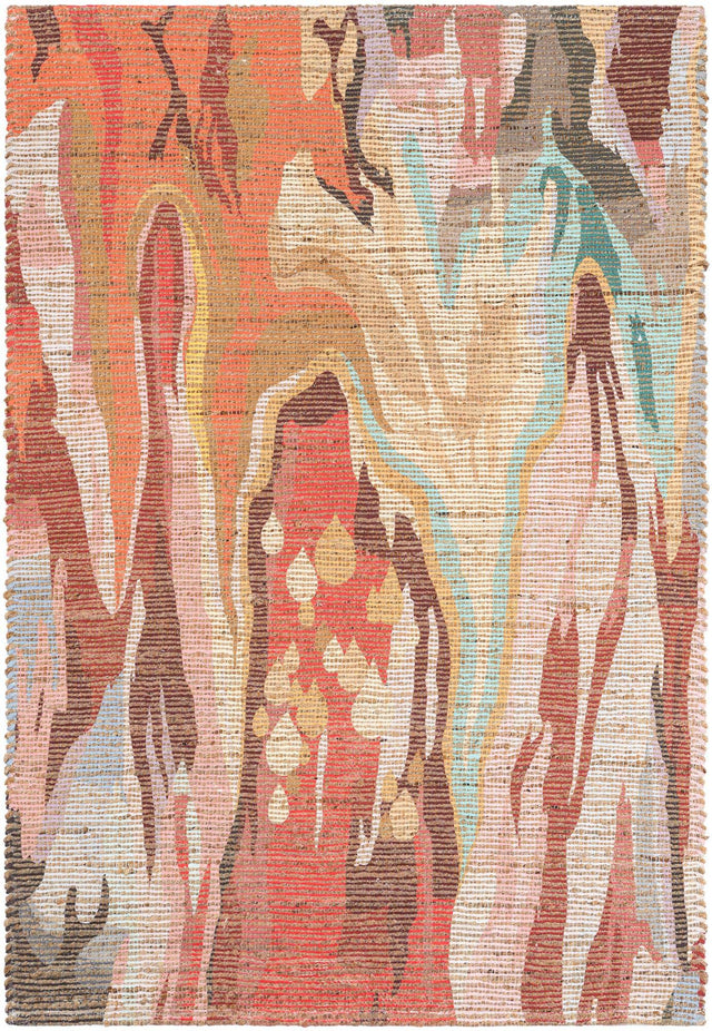 Multicolor 4' 1 x 6' 1 Chenille Jute Rectangle Area Rug Vintage Distressed Boho All Natural Eco-Friendly Sustainable Carpet for Living Dining Office Dorm Rooms for Sale at Rug Engine