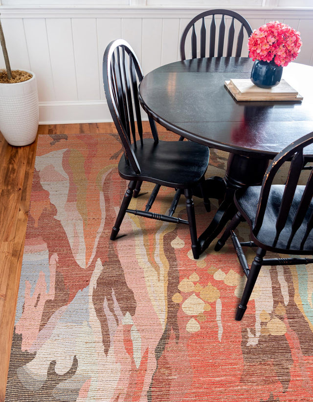 Multicolor 7' 10 x 7' 10 Chenille Jute Square Area Rug Vintage Distressed Boho All Natural Eco-Friendly Sustainable Carpet for Living Dining Office Dorm Rooms for Sale at Rug Engine