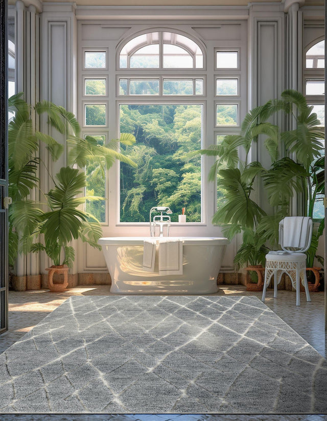 Silver Gray 4' 1 x 6' 1 Atlas Moroccan Wool Rectangle Area Rug New Zealand Wool With Cotton Backing All Natural Indoor Living Dining Room Bedroom Office Carpet for Sale at Rug Engine