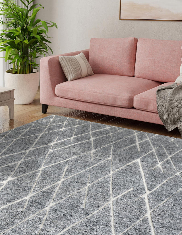Silver Gray 7' 10 x 7' 10 Atlas Moroccan Wool Square Area Rug New Zealand Wool With Cotton Backing All Natural Indoor Living Dining Room Bedroom Office Carpet for Sale at Rug Engine