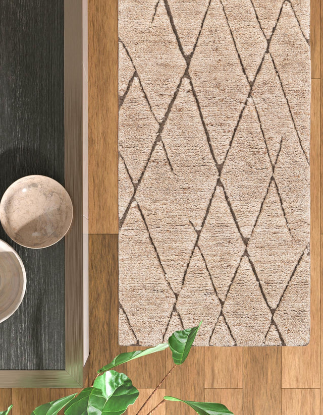 Camel Brown 2' x 6' 1 Atlas Moroccan Wool Runner Area Rug New Zealand Wool With Cotton Backing All Natural Indoor Living Dining Room Bedroom Office Carpet for Sale at Rug Engine