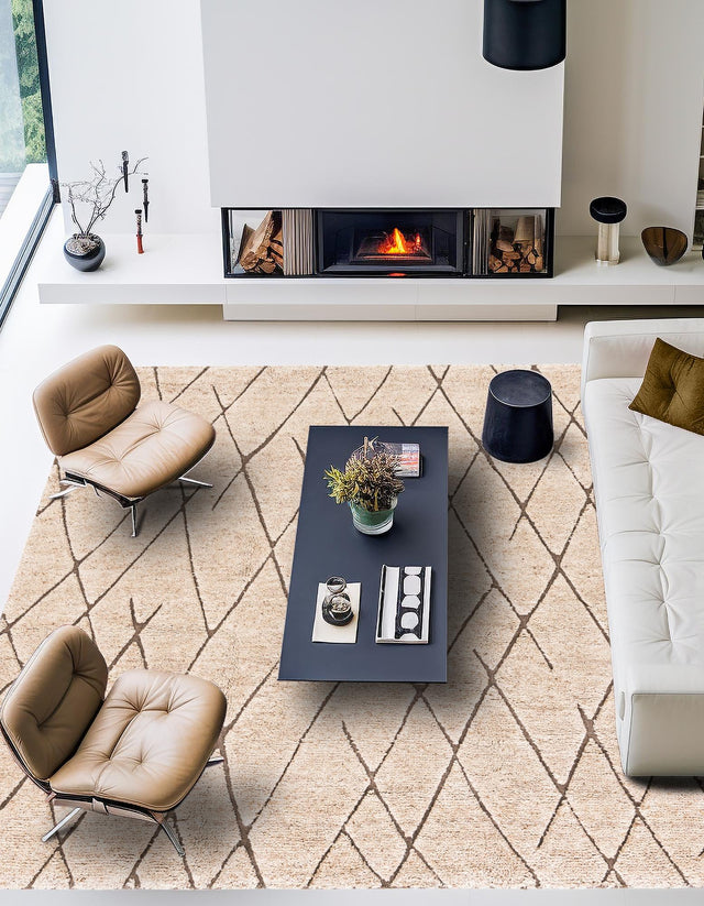 Camel Brown 12' x 12' Atlas Moroccan Wool Square Area Rug New Zealand Wool With Cotton Backing All Natural Indoor Living Dining Room Bedroom Office Carpet for Sale at Rug Engine