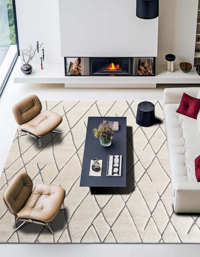 Pure Ivory 10' x 10' Atlas Moroccan Wool Square Area Rug New Zealand Wool With Cotton Backing All Natural Indoor Living Dining Room Bedroom Office Carpet for Sale at Rug Engine