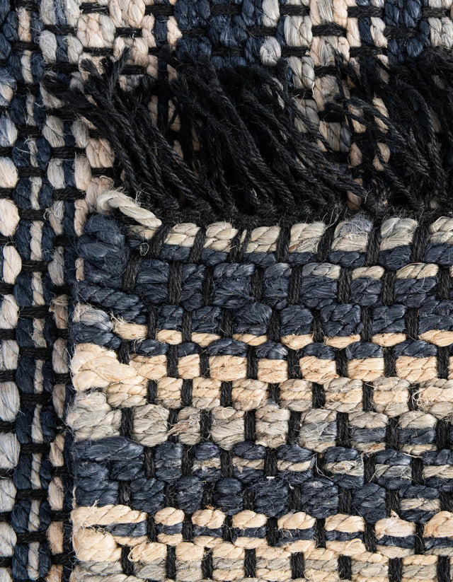 Navy Blue and Ivory 9' x 12' Chunky Jute Rectangle Area Rug 100% All Natural Jute Sustainable Eco-Friendly Carpet Mat for Natural Interior Design Homes for Sale at Rug Engine