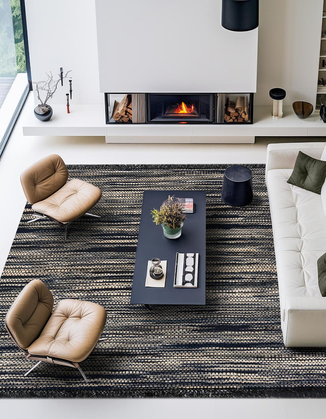 Navy Blue and Ivory 7' 10 x 7' 10 Chunky Jute Square Area Rug 100% All Natural Jute Sustainable Eco-Friendly Carpet Mat for Natural Interior Design Homes for Sale at Rug Engine