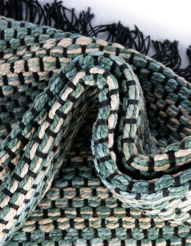 Green and Ivory 10' x 14' 1 Chunky Jute Rectangle Area Rug 100% All Natural Jute Sustainable Eco-Friendly Carpet Mat for Natural Interior Design Homes for Sale at Rug Engine